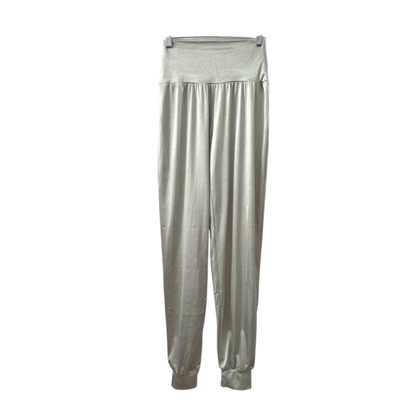 Namastetics Silky Satin Jogger Genie Pants XS light green High Waist - Picture 1 of 6